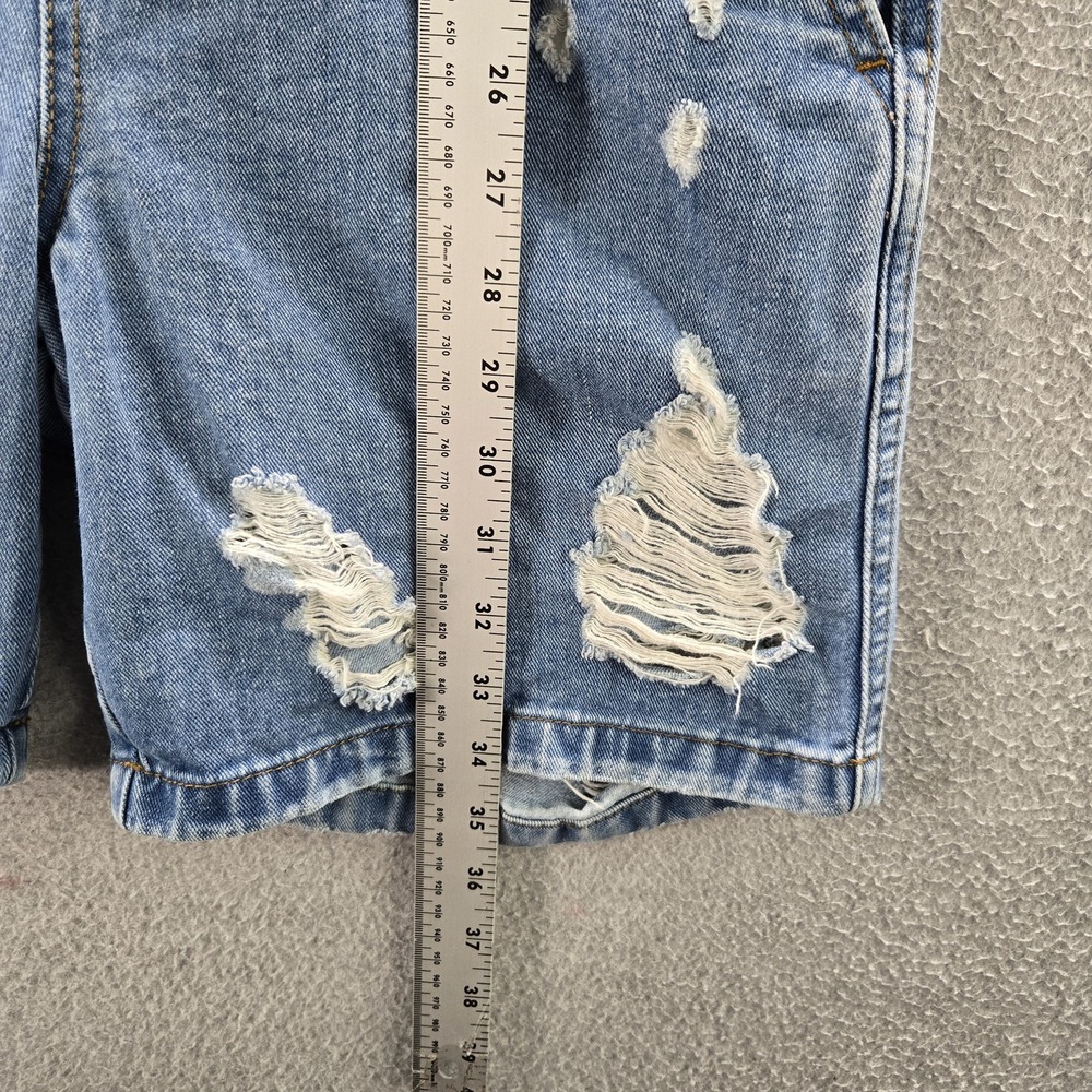 ASOS Denim Women‎ Shorts US 6 Blue Overalls Overall Shorts Distressed 6" Inseam - Picture 5 of 11